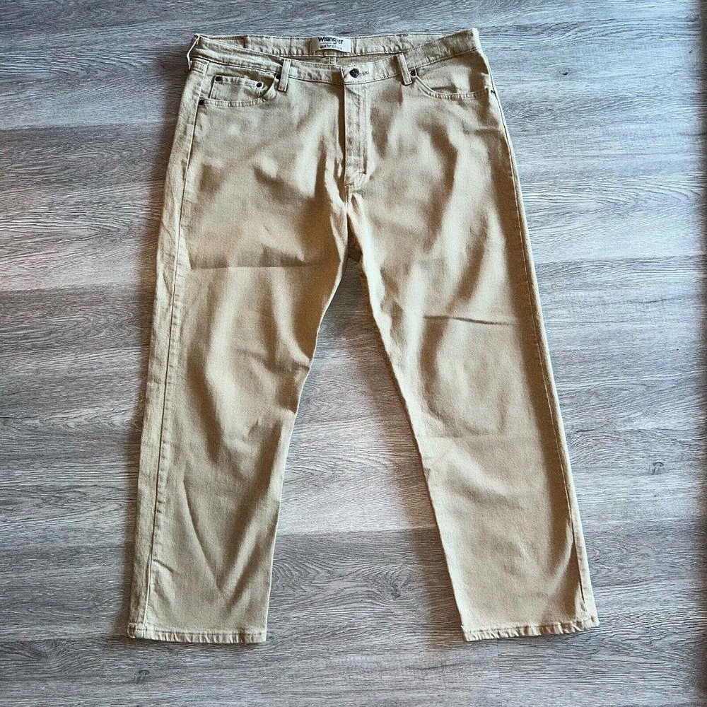 Wrangler Jeans Co. Men's Flex Straight Fit Pants Tan 40x39  Cotton Blend